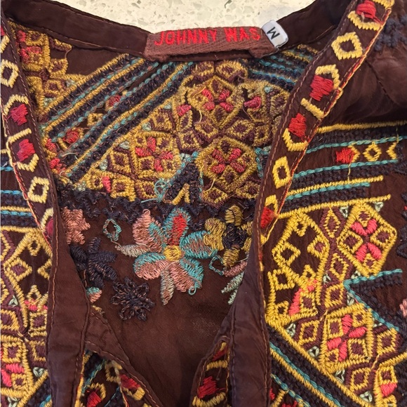 Beautiful Johnny Was brown embroidered blouse - Picture 3 of 4